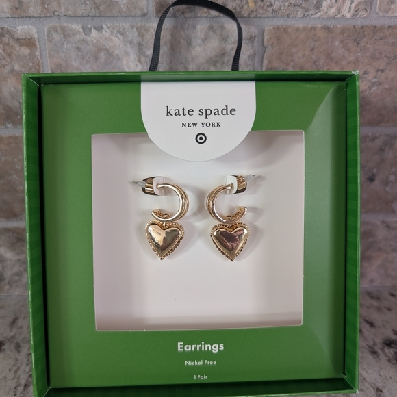 Kate Spade x Target Gold Mylar Balloon Heart Dangle Earrings - Picture 1 of 3